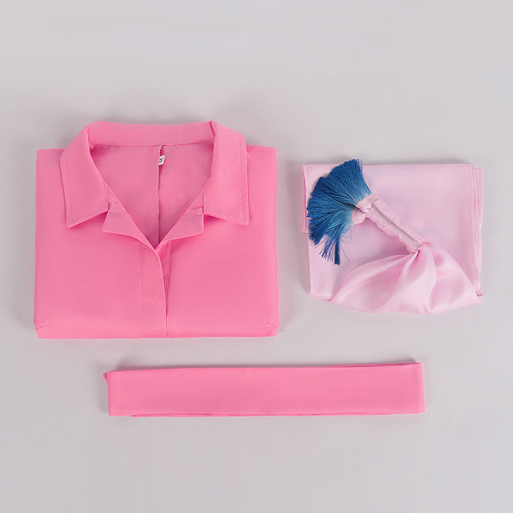Barbiecore Pink Jumpsuit Margot Robbie Cosplay Outfits Button Down Belted Onesie