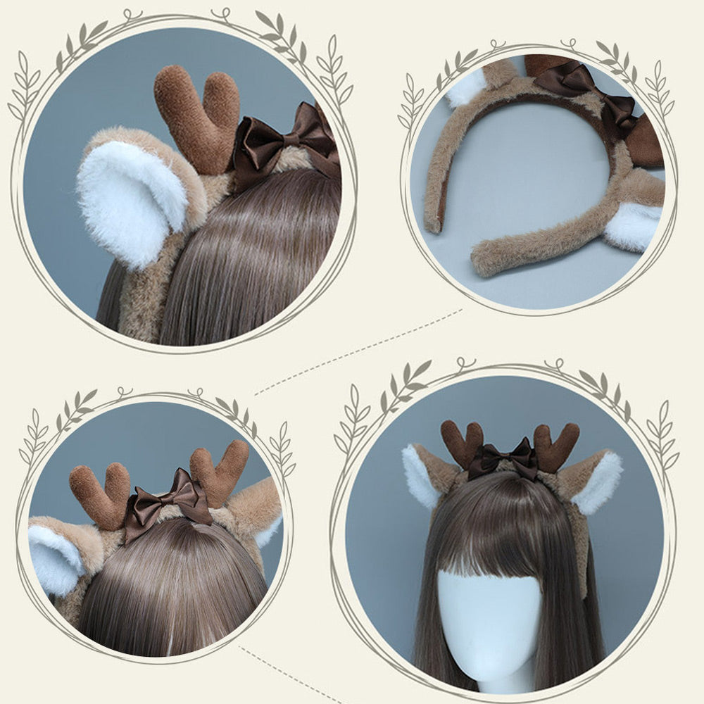 Christmas Elk Costume Adult Furry Reindeer Cosplay Outfit Xmas Party Skirt Set