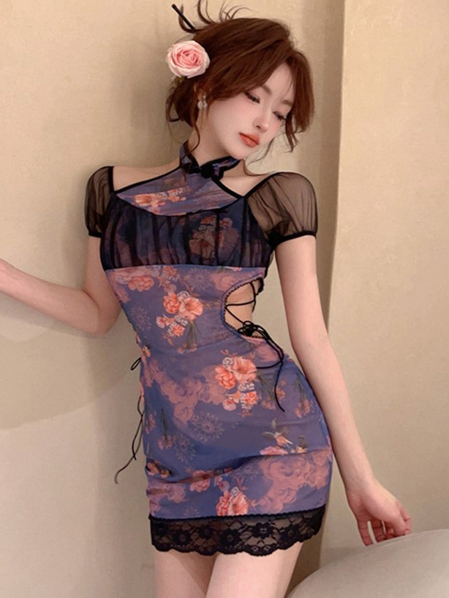 Floral Chinese Cheongsam Dress