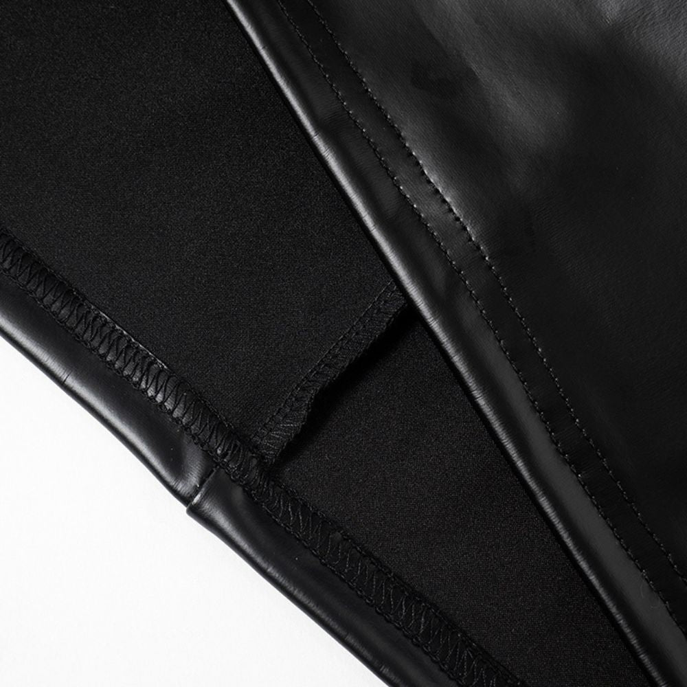 Sexy Off Shoulder Leather Dress One Shoulder Patchwork Bodycon Dress Long Sleeve Party Club Outfits