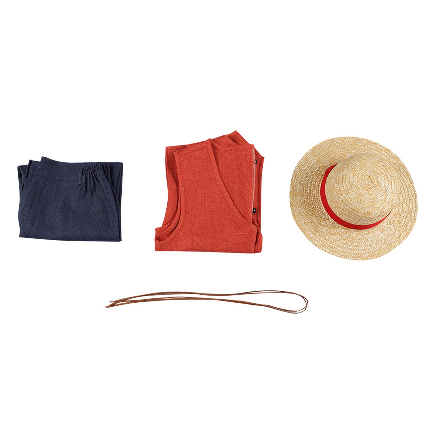 Japanese Anime Cosplay Outfit Red Vest Blue Shorts Live Action Outfits for Men