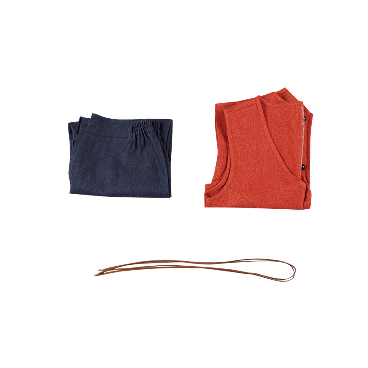 Japanese Anime Cosplay Outfit Red Vest Blue Shorts Live Action Outfits for Men