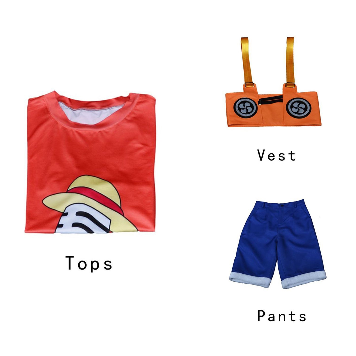 Straw Hat Pirates Cosplay Outfits Japanese Anime Full Set Costumes for Men