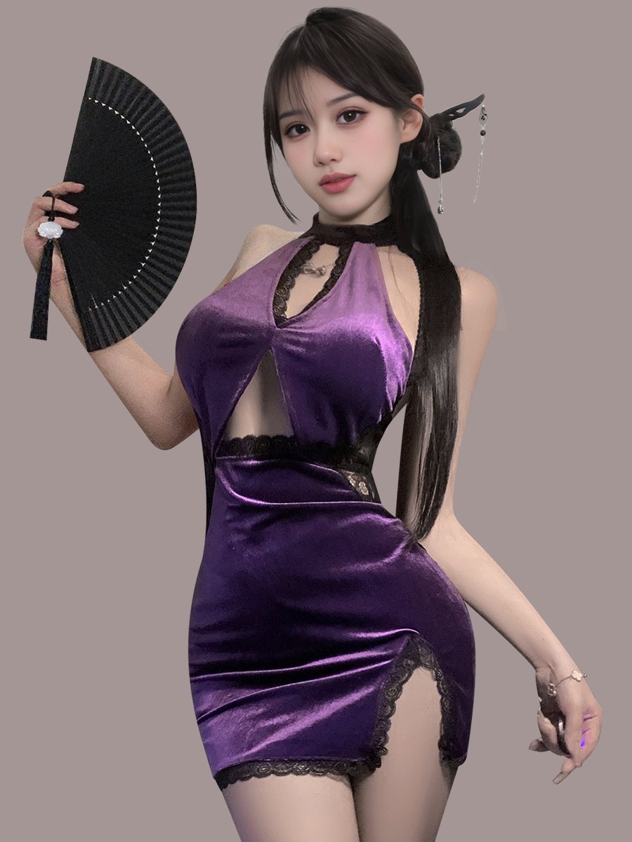 white christmas dresses Sexy Purple Long Glitter Sleeveless Slit Mermaid Prom Dresses,F04782 –  DSProm main image 0