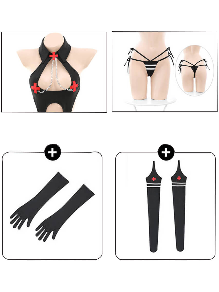 Yomorio Black Nurse Bodystocking Set - Sexy Cosplay Lingerie