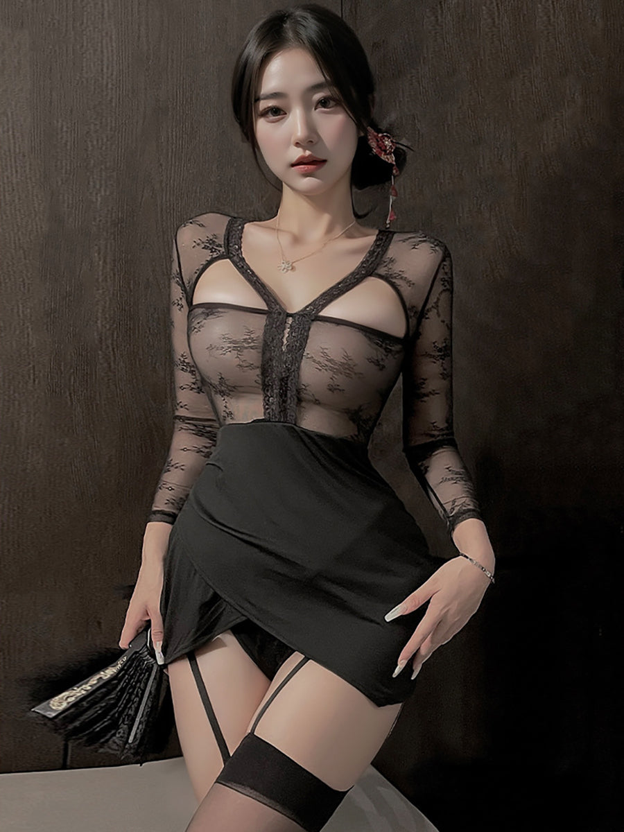 off shoulder black mini dress La Femme main image 0
