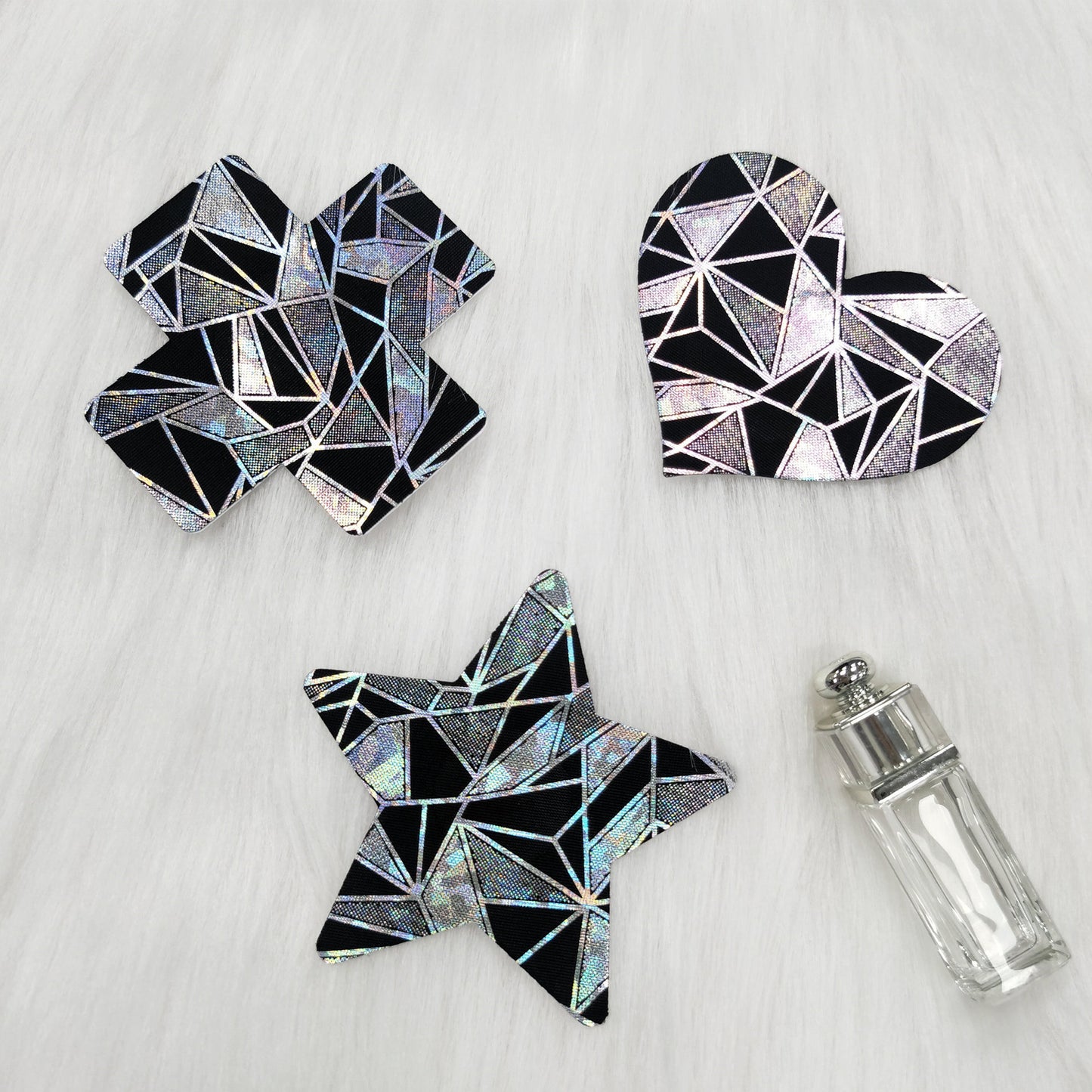 Yomorio 3 Pack Black Reflective Pasties Geometric Nippe Covers Pasties