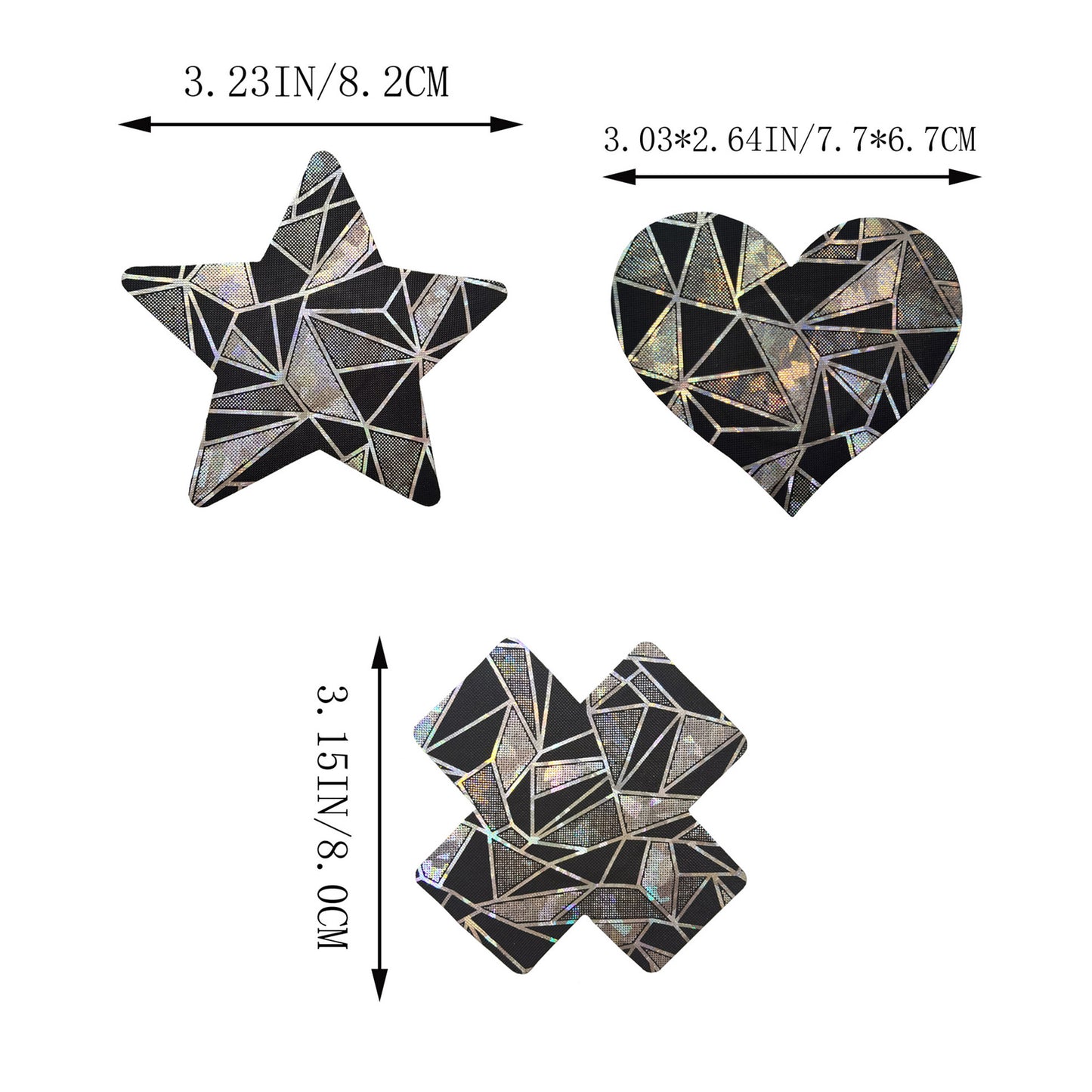 Yomorio 3 Pack Black Reflective Pasties Geometric Nippe Covers Pasties