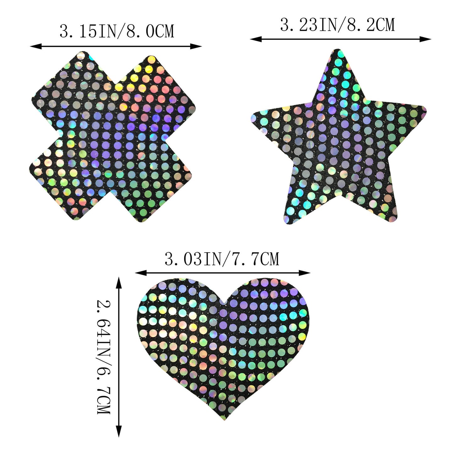 Yomorio 3 Pack Black Reflective Pasties Polka Dot Nippe Covers Pasties