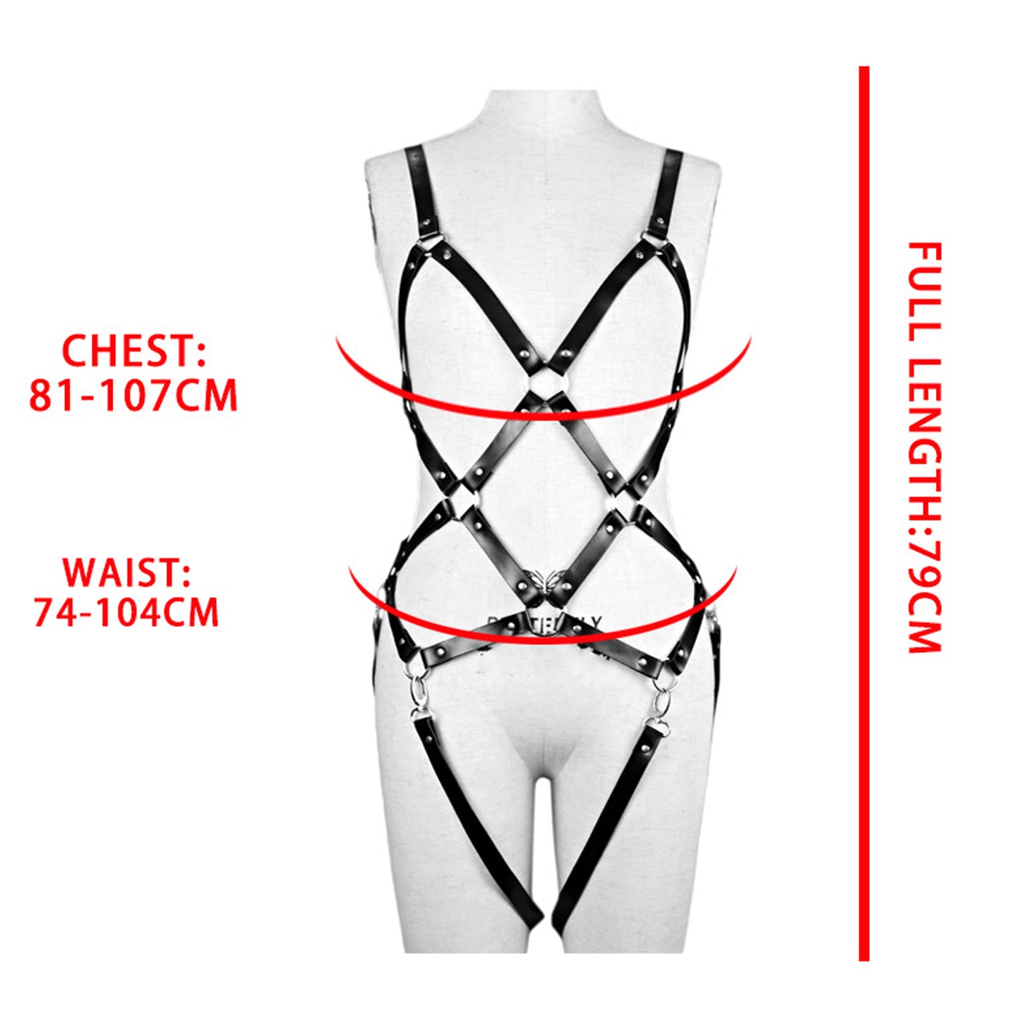 Yomorio 3 Piece BDSM Lingerie Set Pu Leather Harness Chain Leash Choker and Bunny Mask