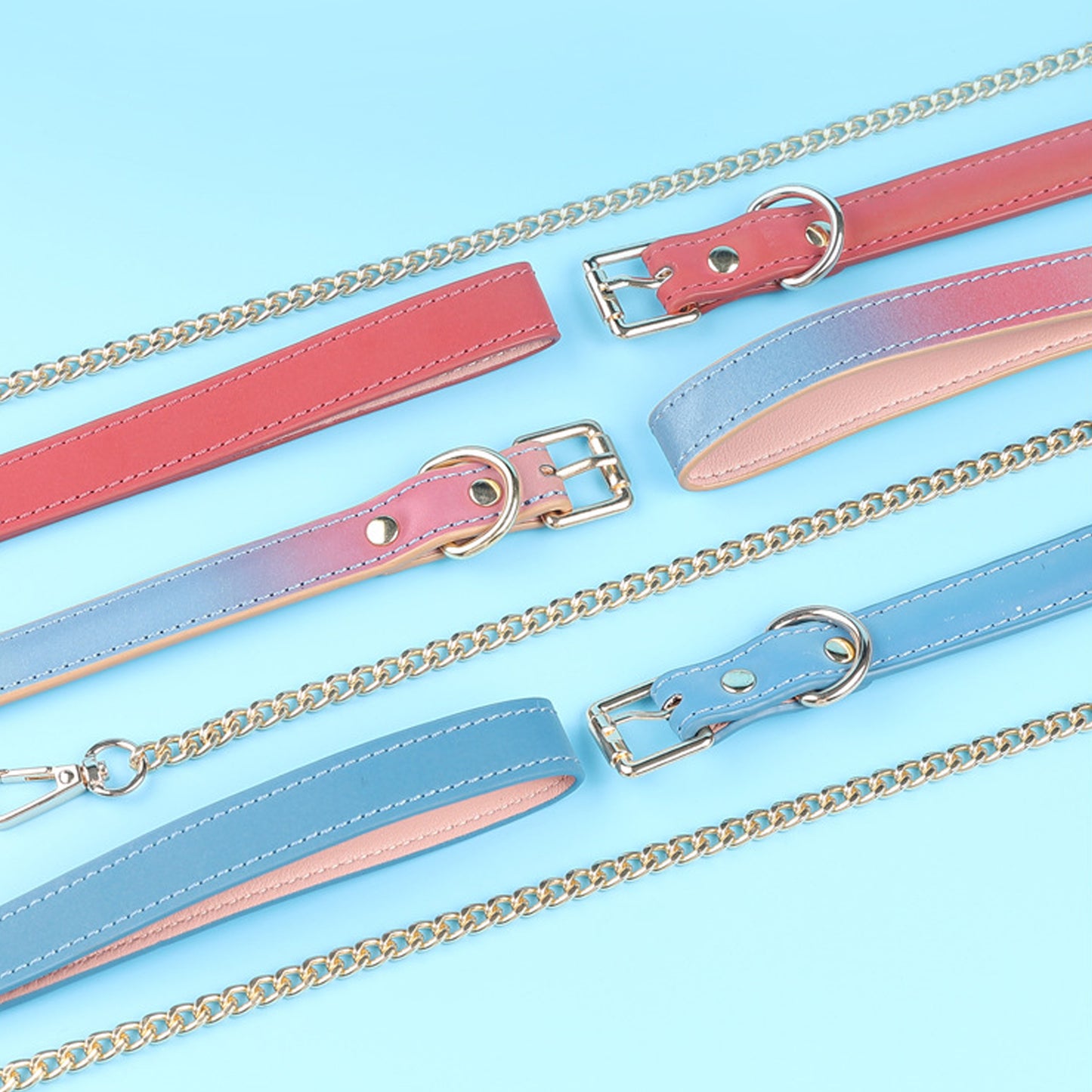 Yomorio Chain Choker Leash Reflective Leather Gothic Necklace Nightclub Leash Belts Neck Accessories