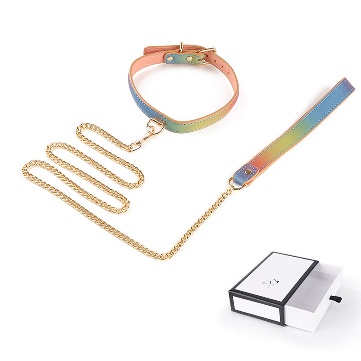 Yomorio Chain Choker Leash Reflective Leather Gothic Necklace Nightclub Leash Belts Neck Accessories