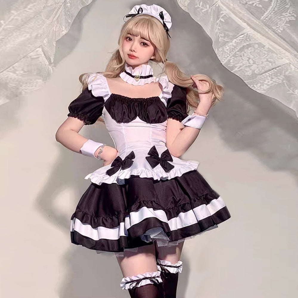 Yomorio Anime Maid Cosplay Costume Gothic Lolita Outfits 7 Pieces