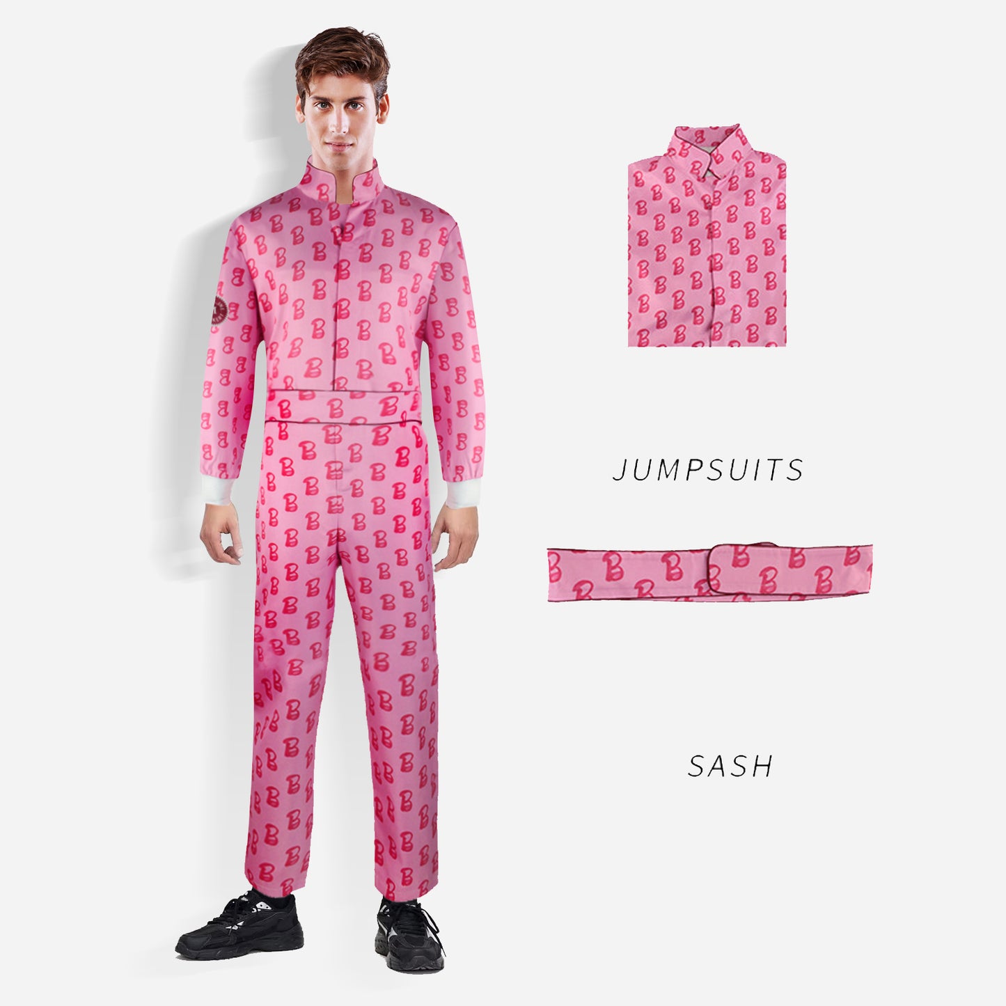 Ken Barbiecore Pink Belted Jumpsuit Allover B Pinted Ryan Gosling Cosplay Boiler Suit