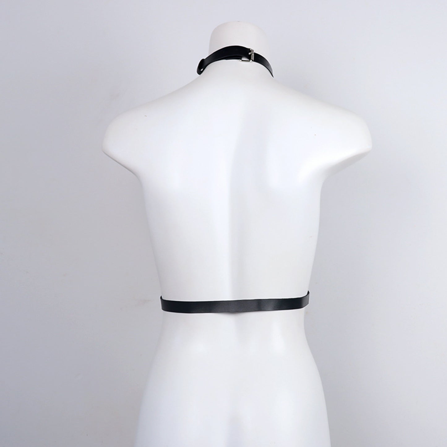 Yomorio PU Leather BDSM Lingerie Set Latex Choker Body Harness with Handcuffs