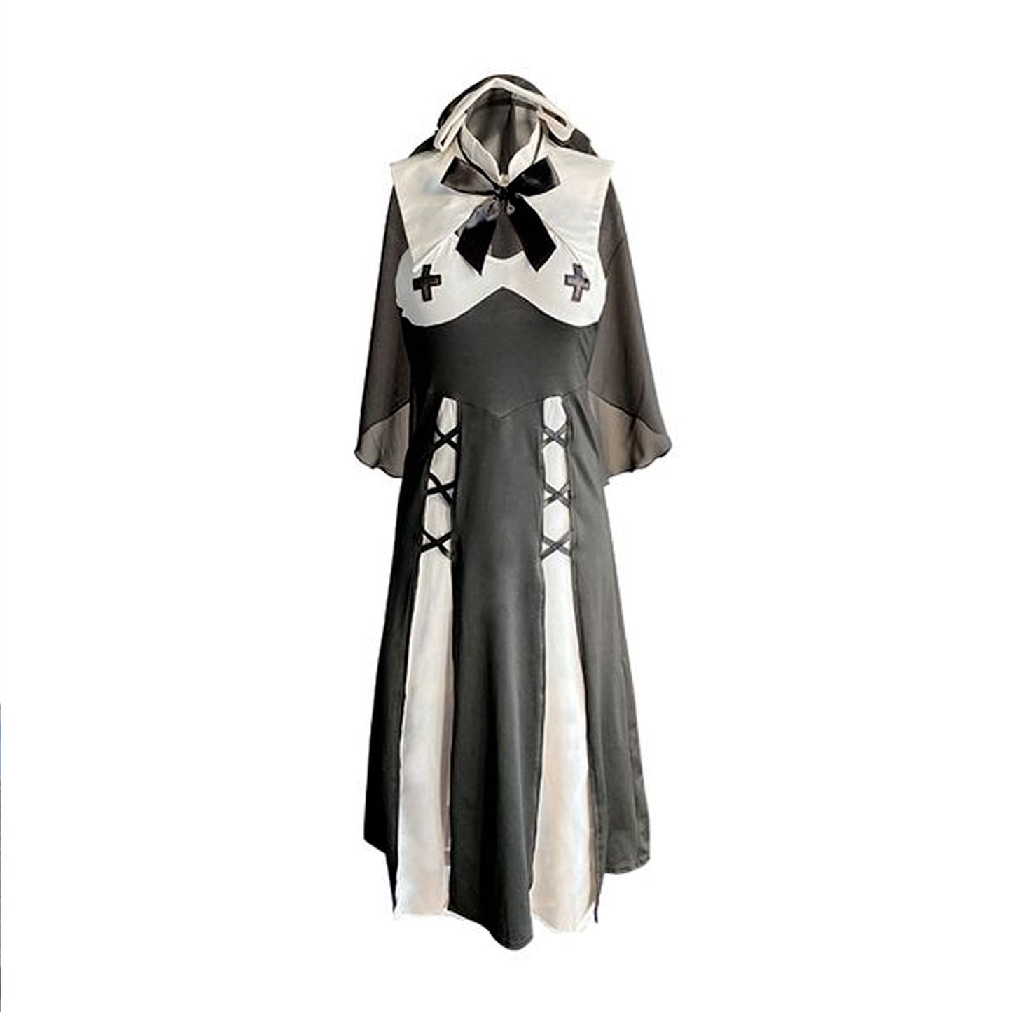 Yomorio Sexy Nun Costume Habit Nun Cosplay Lingerie Set High Slit Cosplay Dress