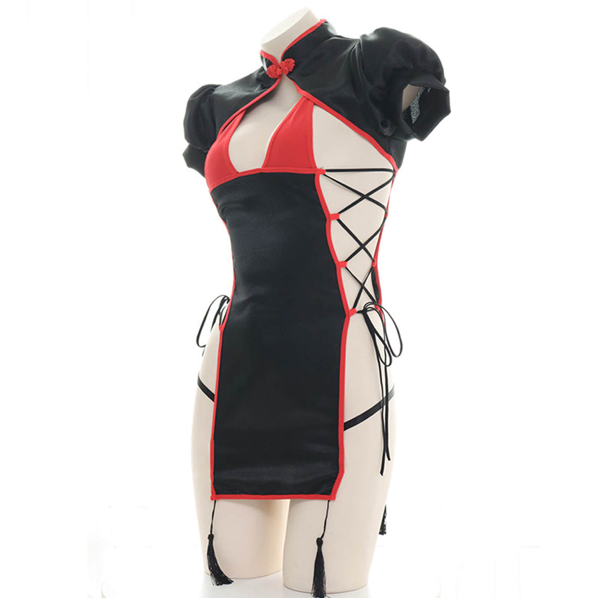 Classical Cheongsam Lingerie Dress High Split Side Straps Cosplay Outfit
