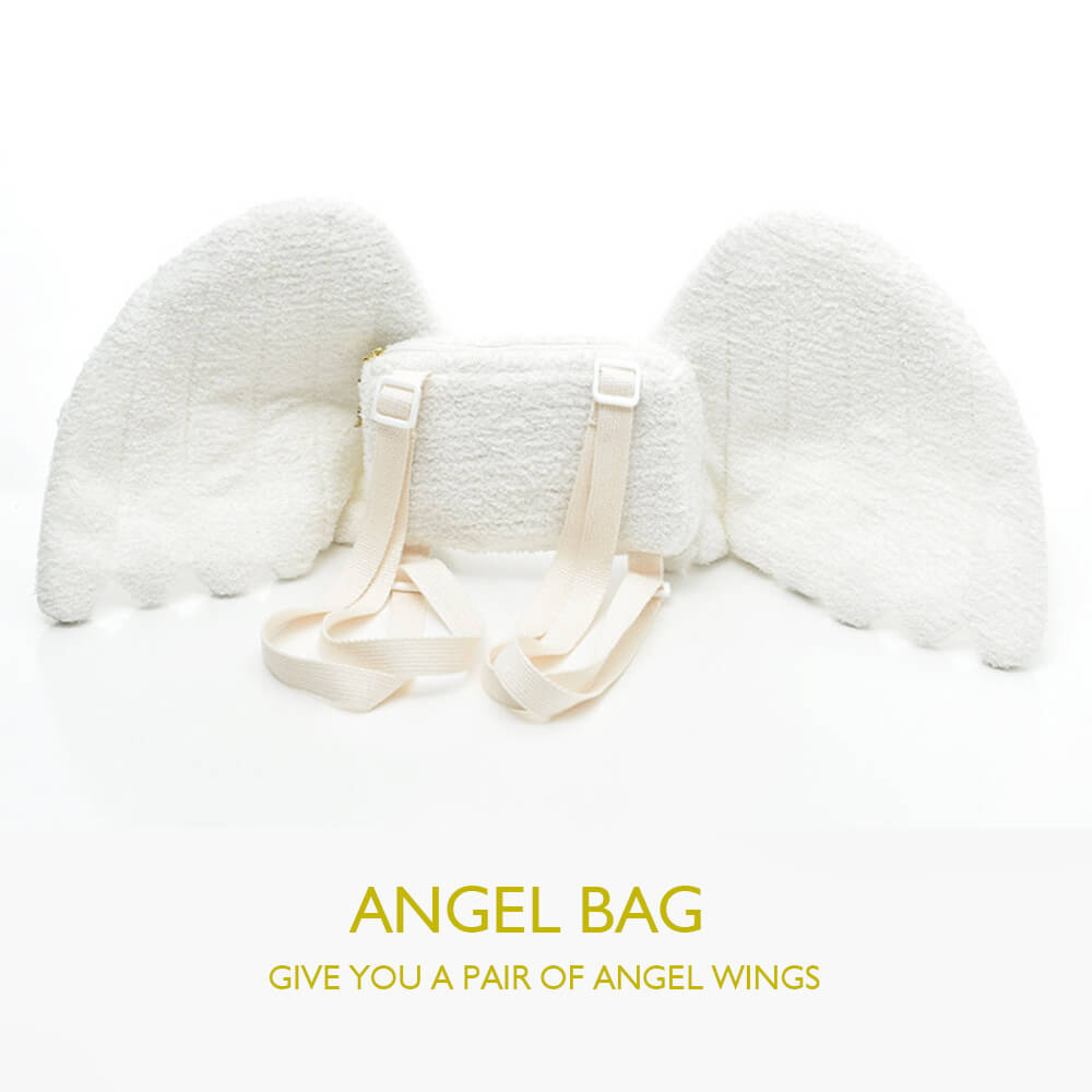 Womens Cute Wings Mini Bag Lolita Angel Cosplay Costume Plush Casual Backpack