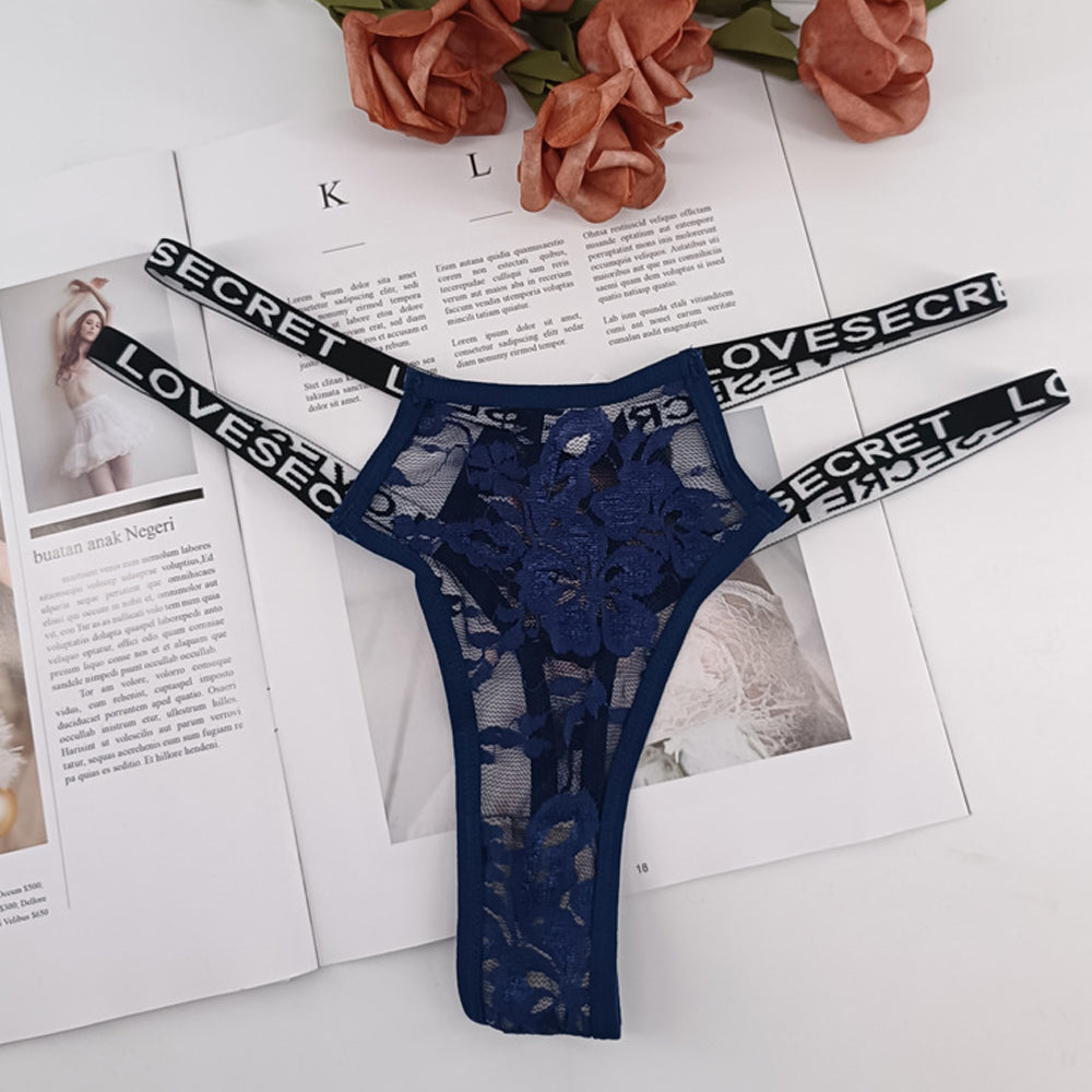 Yomorio Sheer Lace Panty with "LOVE SECRET" Print - Sexy Lingerie Set