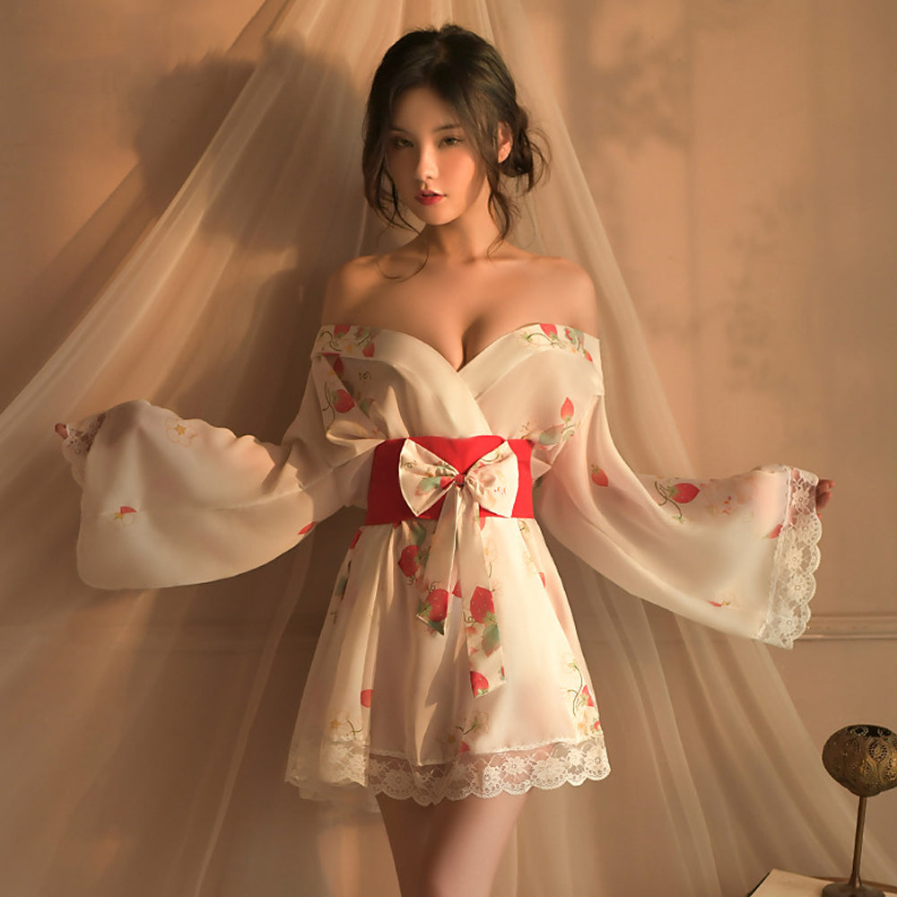 Sexy Japanese Lingerie Set Women Dress Uniform Cosplay Kimono