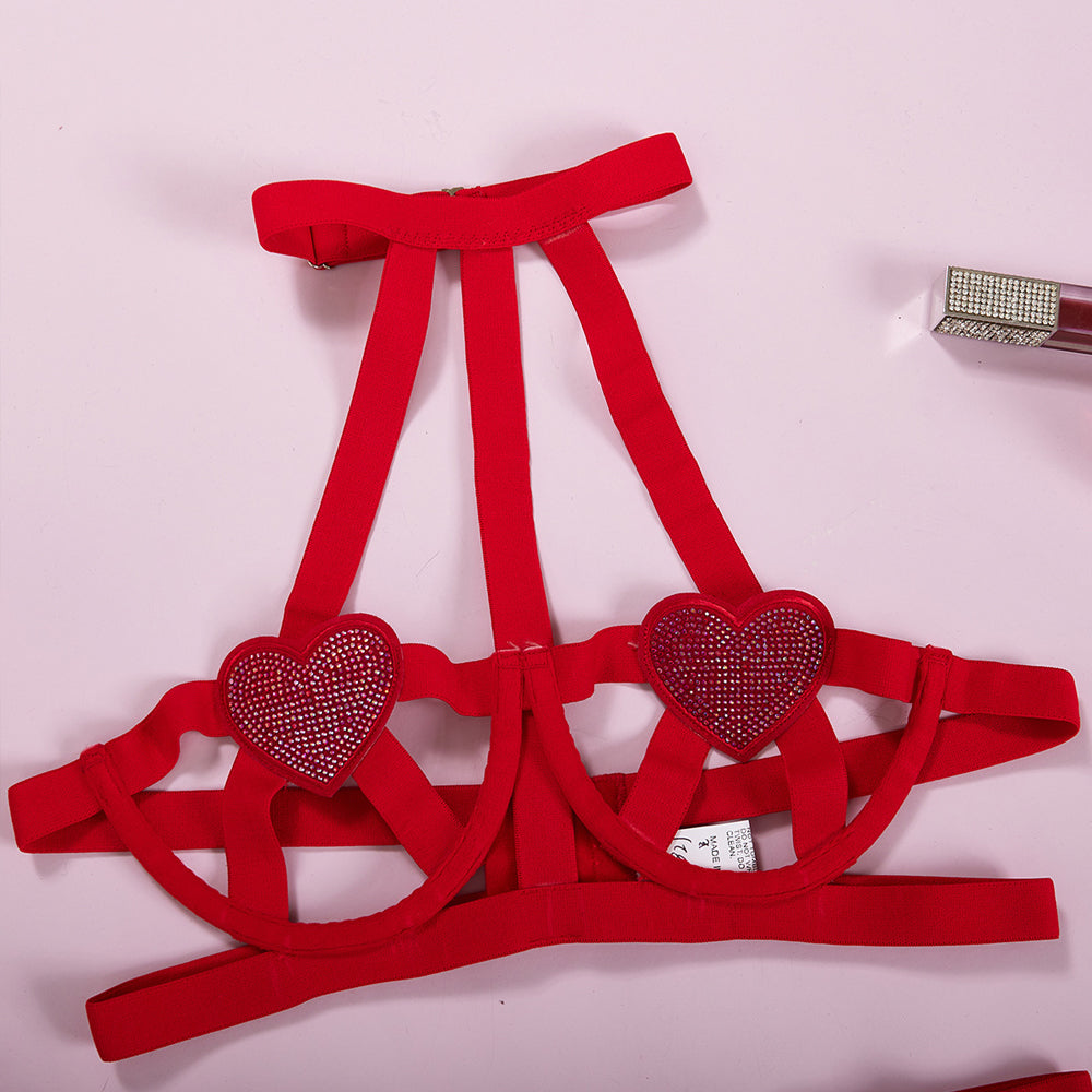 Yomorio Red Halter Bra Set - Romantic Lingerie for Special Nights
