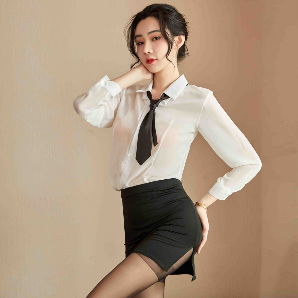 morphine digit most Yomorio Sexy Accountant Outfit Set White Shirt with Black Mini Skirt T –  YOMORIO