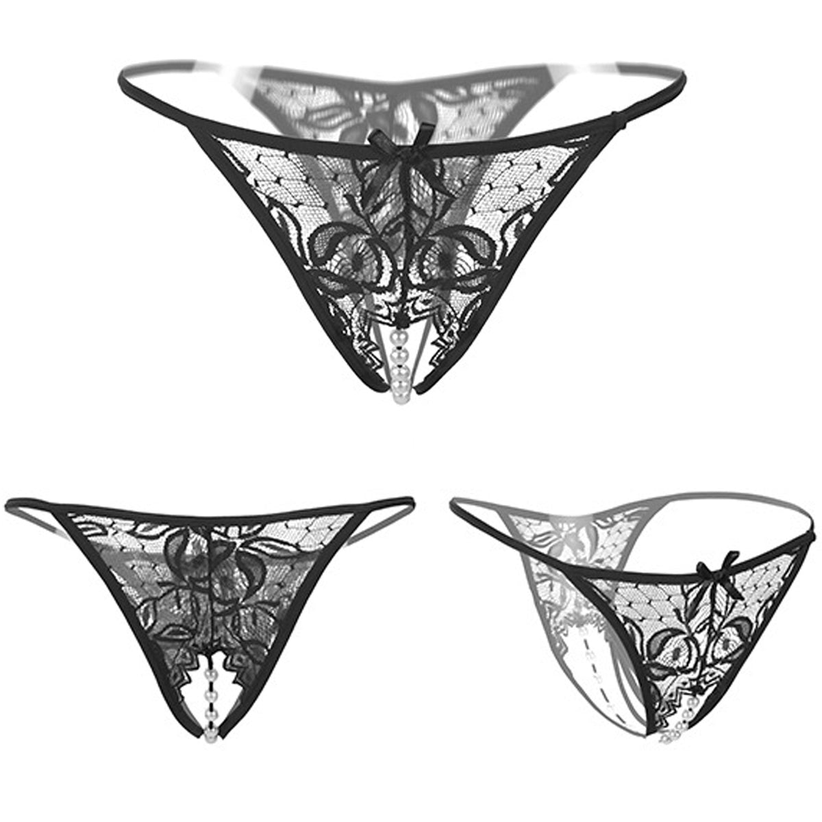  Yomorio Black Lace Thong Underwear - Sheer Mesh, and Unique