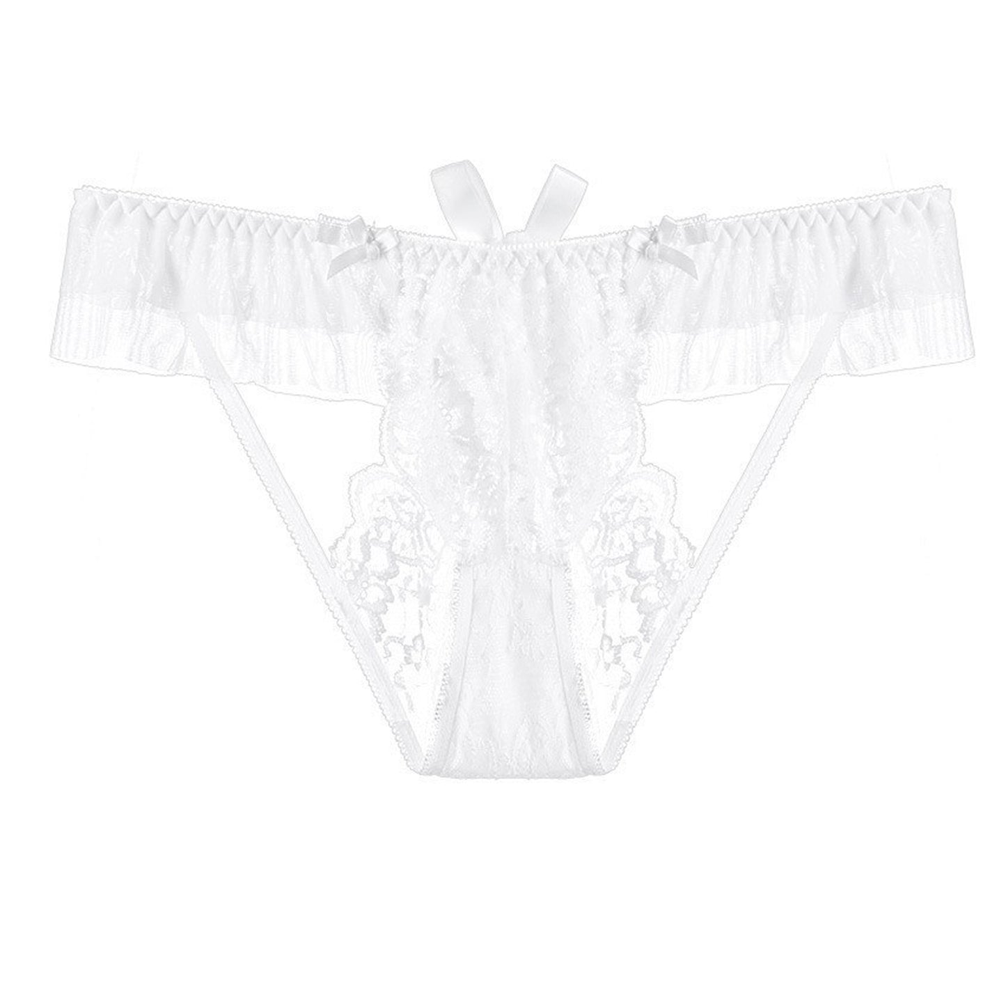 Sexy Lace Panty Sheer Mesh Ruffle Low Waist Briefs