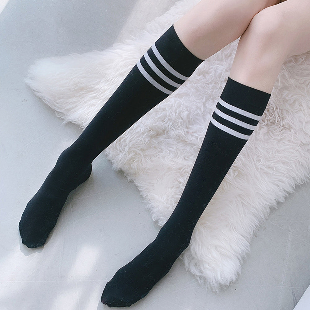 Governor preface language Stripes Knee High Socks School Girl Opaque Thin Tube Stockings – YOMORIO
