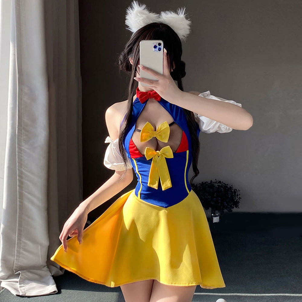 Sexy Princess Costume Dress Cold Shoulder Anime Cosplay Outfits for Women, Yellow / S Sexy Princess Costume Dress Cold Shoulder Anime Cosplay Outfits for Women, Yellow / S