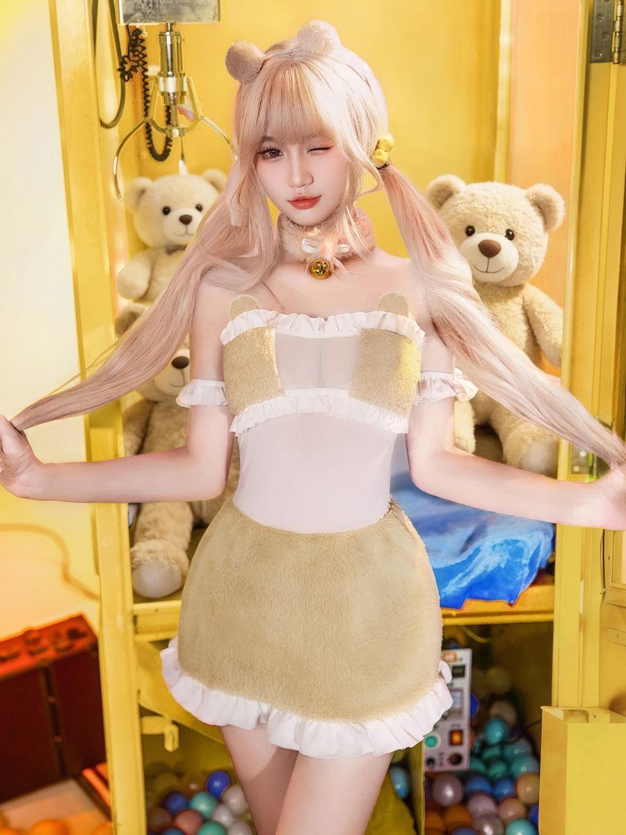 Kawaii Fuzzy Pudding Bear Lingerie Set