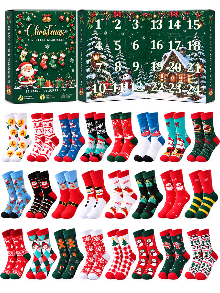 24 Pcs Socks Christmas Advent Calendar