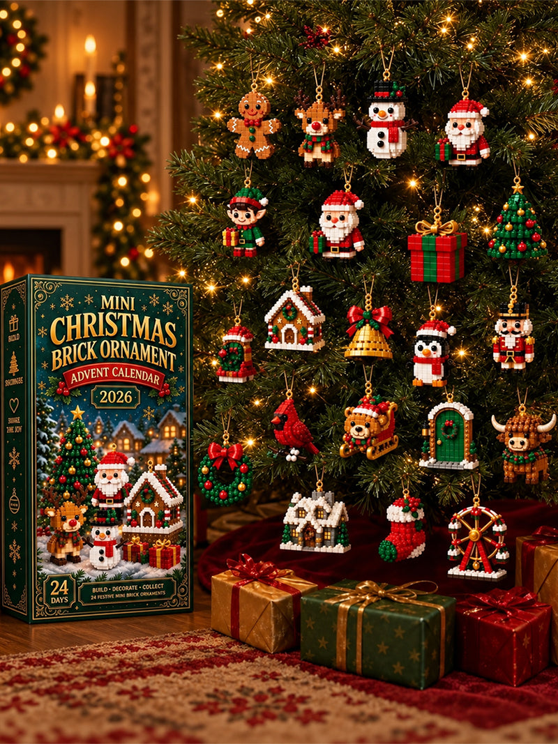 24 Day Christmas Brick Ornament Advent Calendar 2026 24 Festive Mini Building Block Ornaments Set