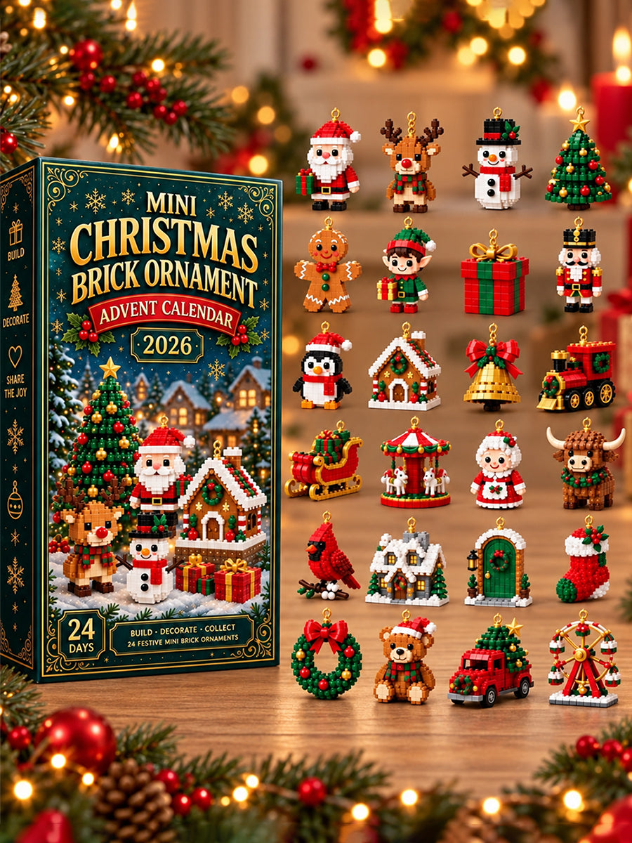 24 Day Christmas Brick Ornament Advent Calendar 2026 24 Festive Mini Building Block Ornaments Set