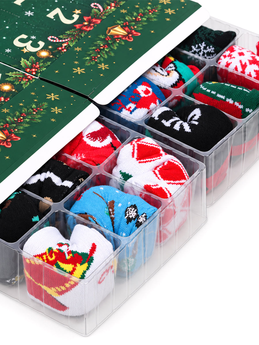 Christmas Socks Countdown Calendar for Adults Women Men 24 Pcs Socks Christmas Advent Calendar