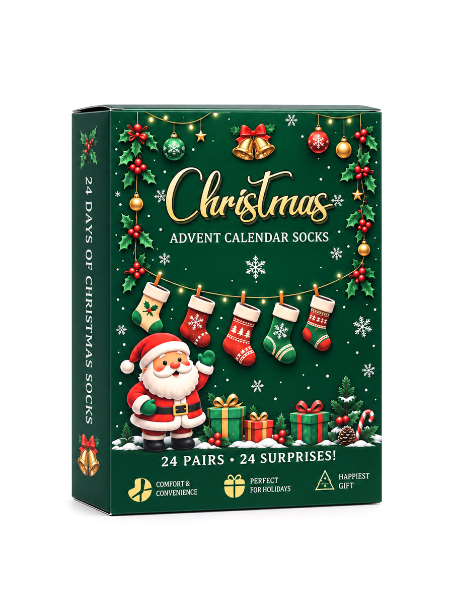 Christmas Socks Countdown Calendar for Adults Women Men 24 Pcs Socks Christmas Advent Calendar