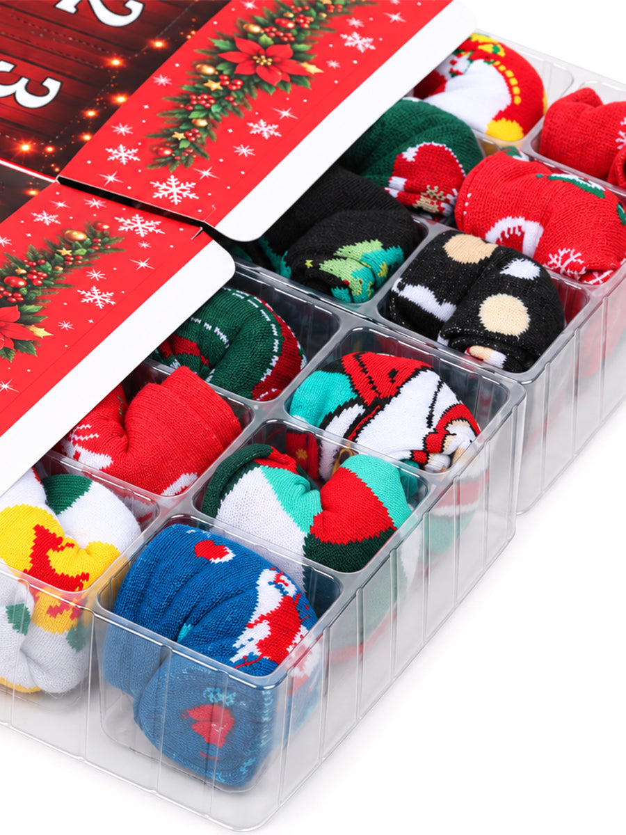 Christmas Socks Countdown Calendar for Adults Women Men 24 Pcs Socks Christmas Advent Calendar