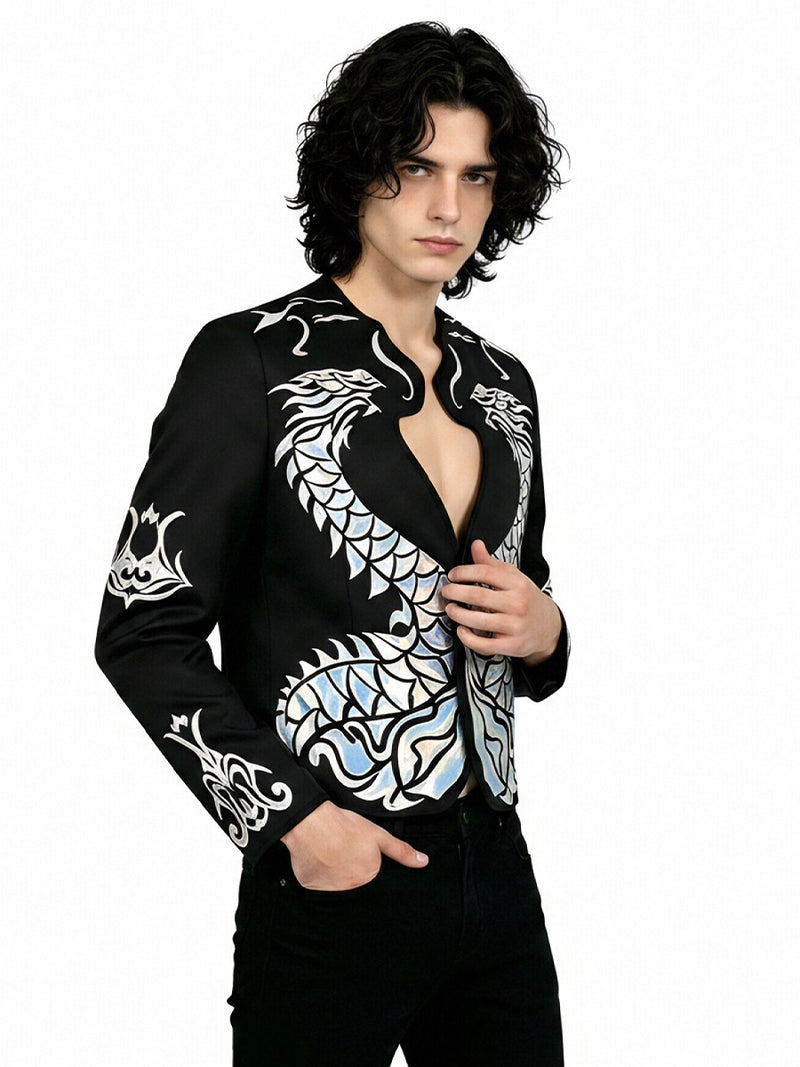 Michael Jackson Bad World Tour Costume 80s Pop King Holographic Dragon Blazer 