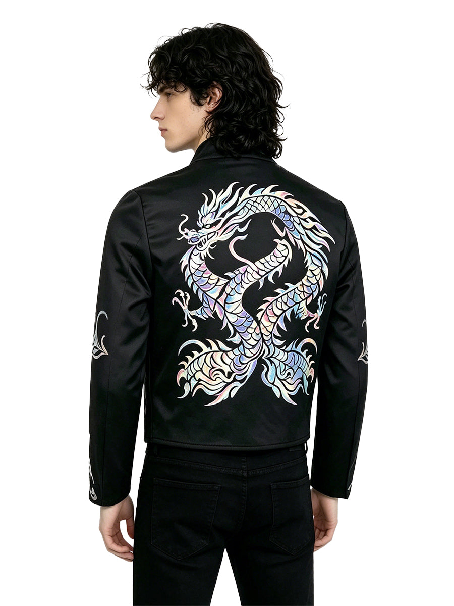 Michael Jackson Bad World Tour Costume 80s Pop King Holographic Dragon Blazer 