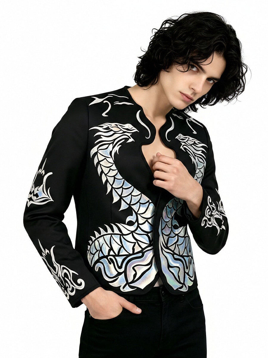 Michael Jackson Bad World Tour Costume 80s Pop King Holographic Dragon Blazer 