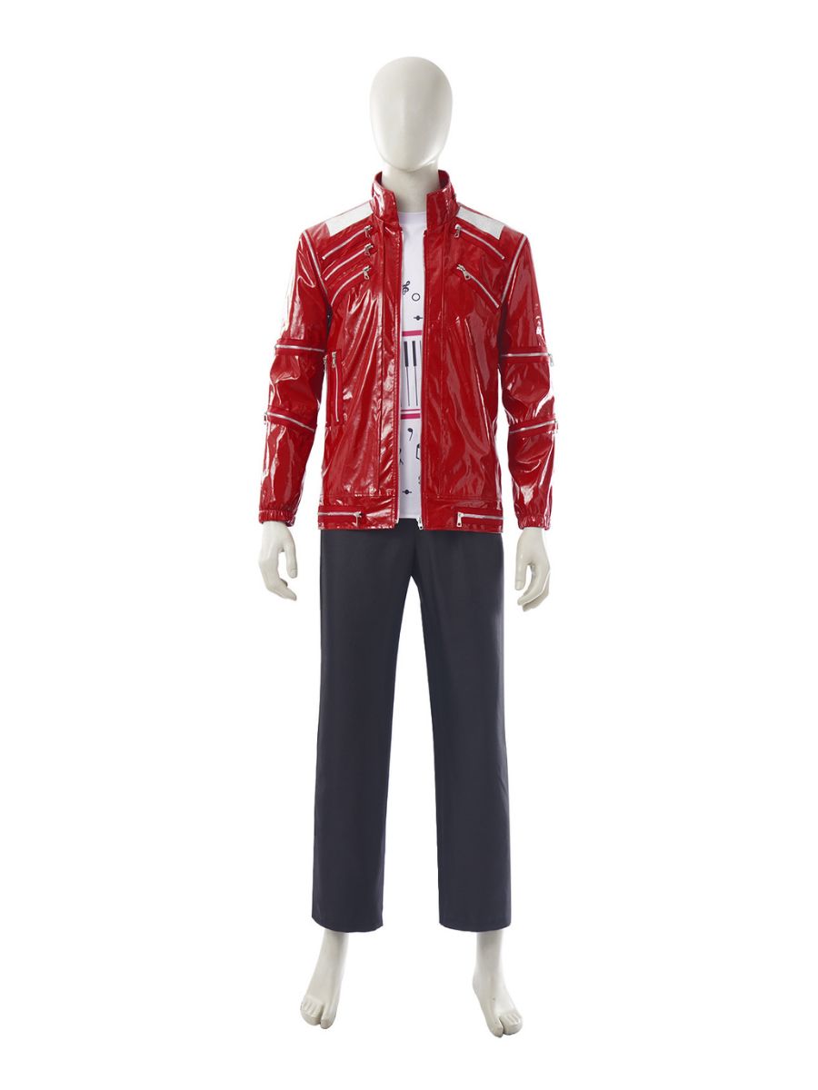 Michael Jackson Costume 80s Pop King Red Faux Leather Jacket and Pants