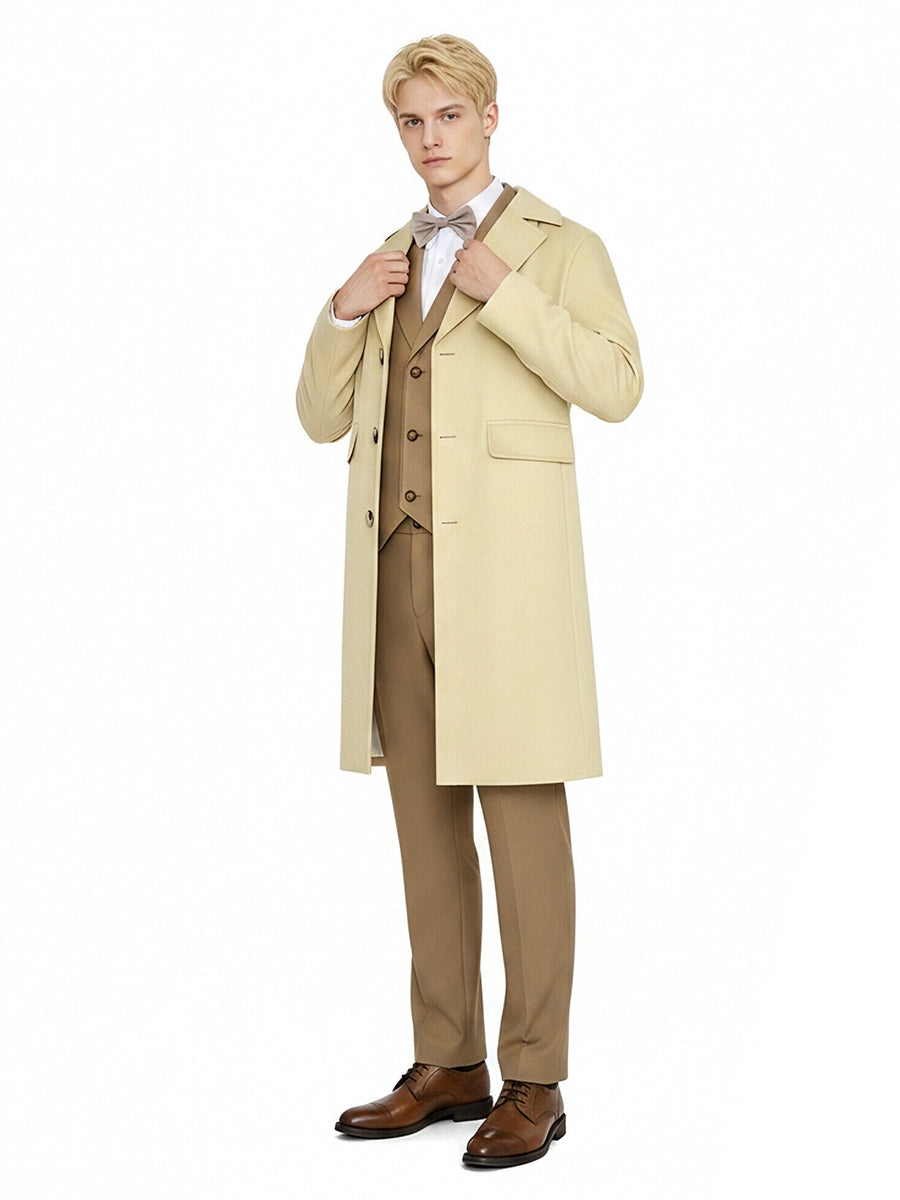 Good Omens Aziraphale Costume Heaven Angel Aziraphale Inspired Cream Overcoat and Tan Suit