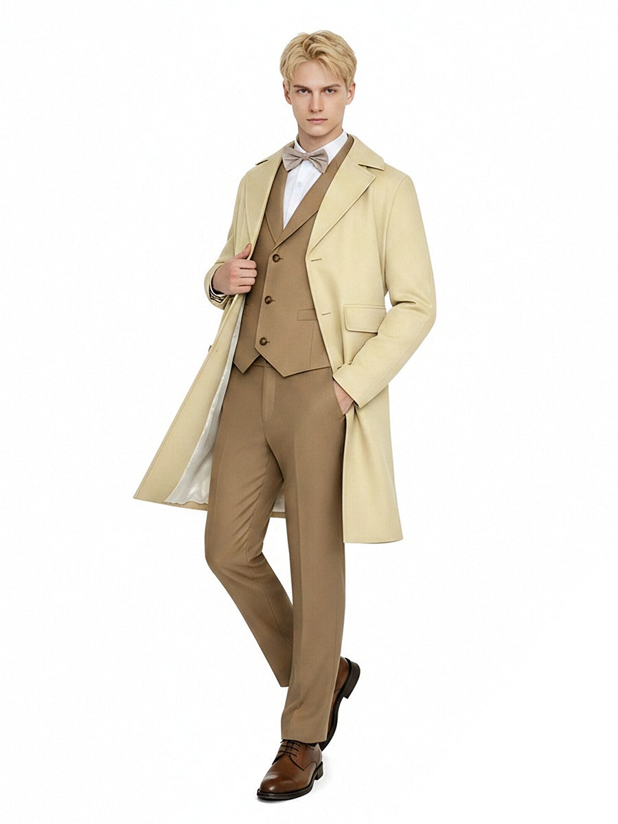 Good Omens Aziraphale Costume Heaven Angel Aziraphale Inspired Cream Overcoat and Tan Suit