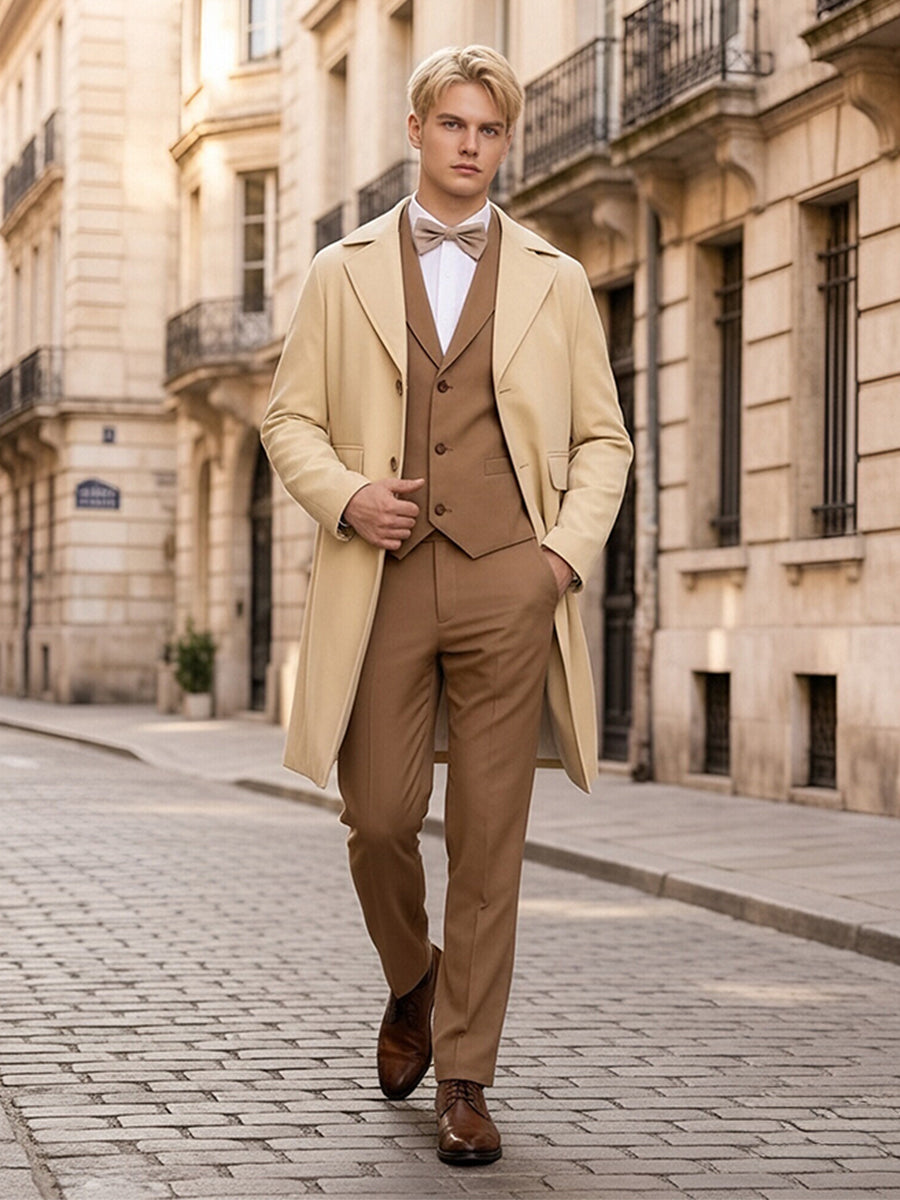 Good Omens Aziraphale Costume Heaven Angel Aziraphale Inspired Cream Overcoat and Tan Suit