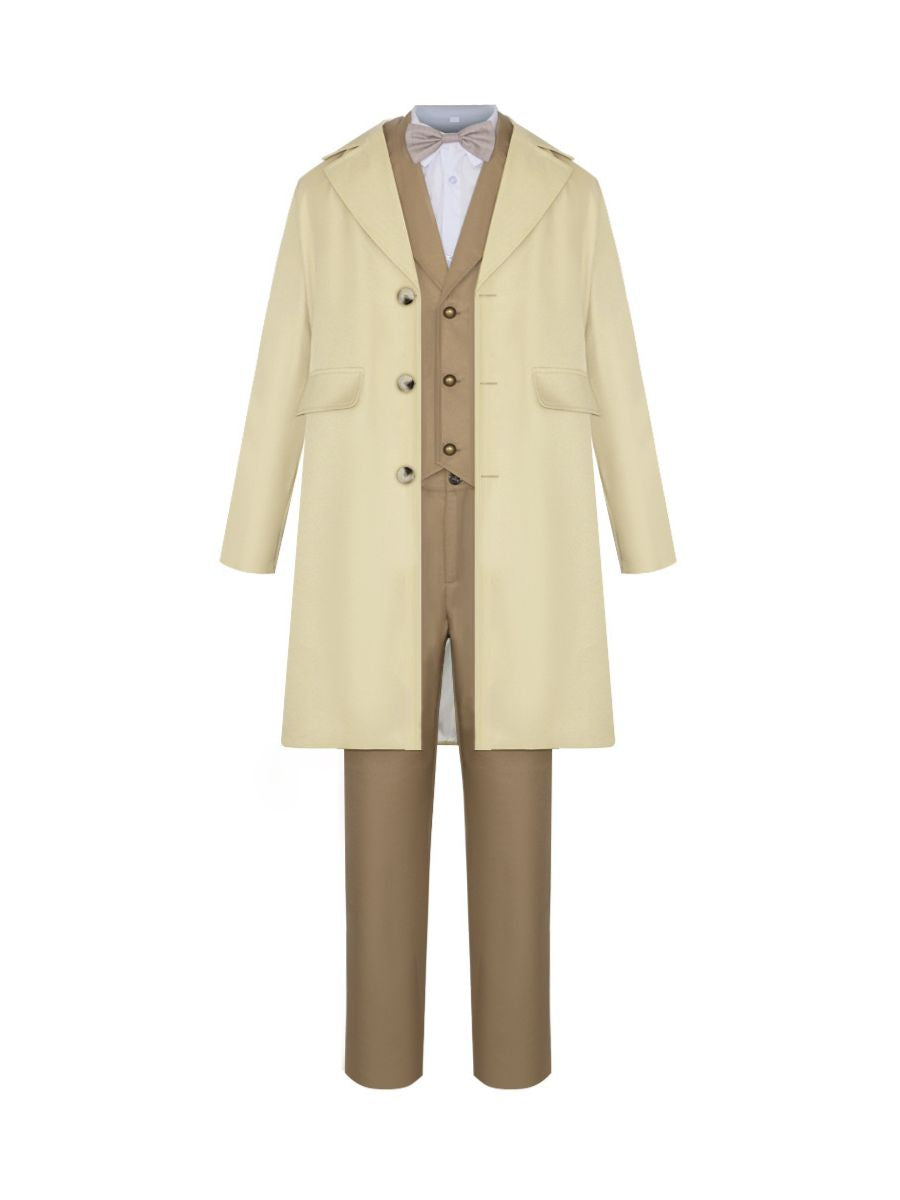 Good Omens Aziraphale Costume Heaven Angel Aziraphale Inspired Cream Overcoat and Tan Suit