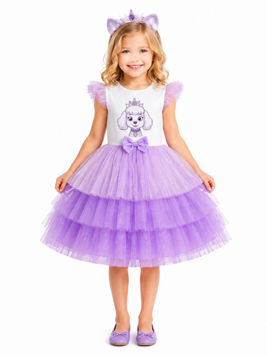 Girls Paw Patrol Costume Lavender Multi Tiered Tutu Dress Set
