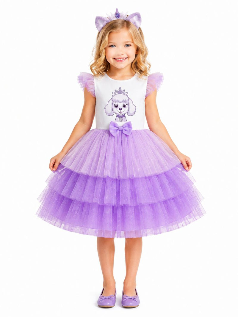 Girls Paw Patrol Costume Lavender Multi Tiered Tutu Dress Set