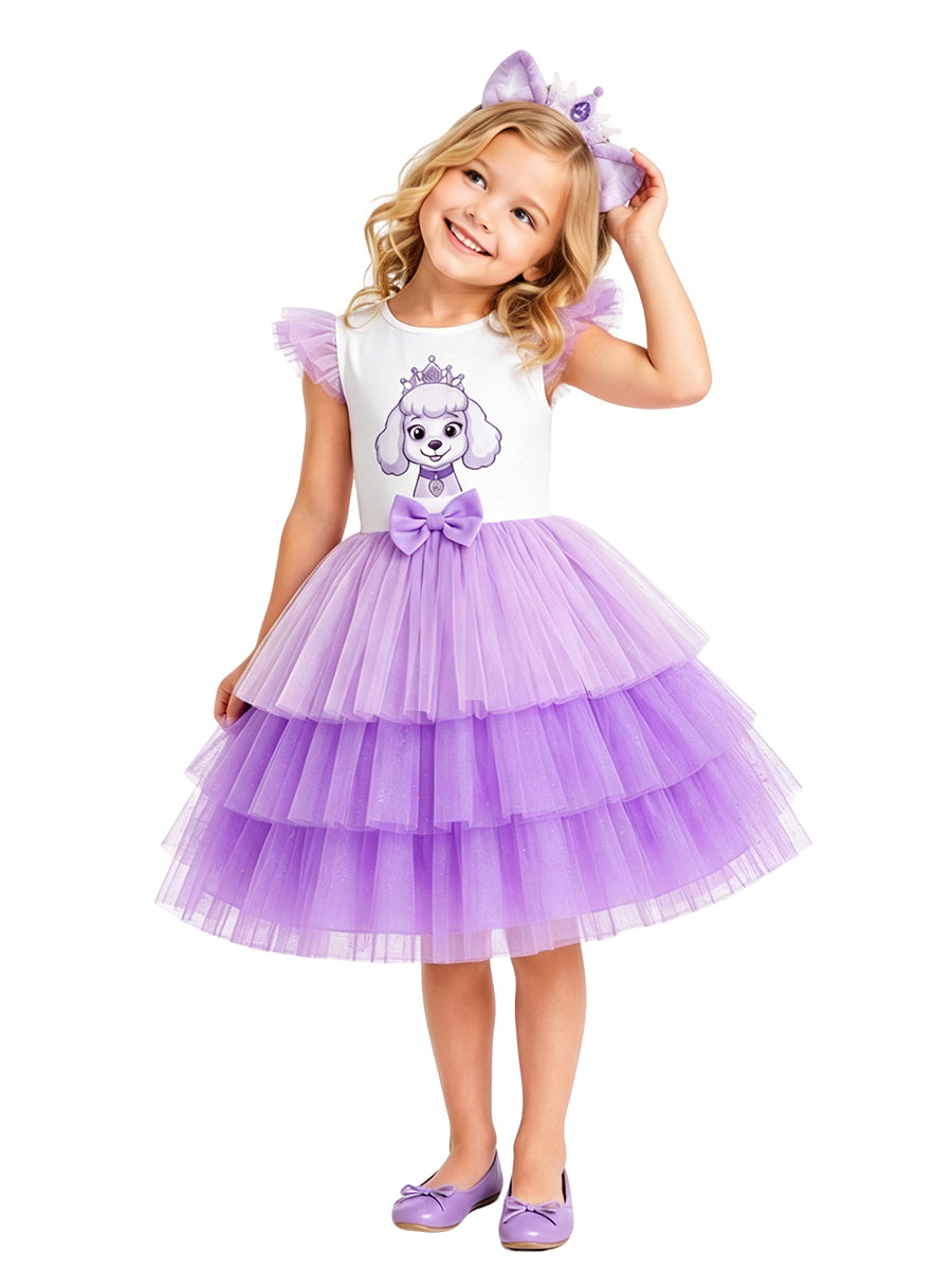 Girls Paw Patrol Costume Lavender Multi Tiered Tutu Dress Set