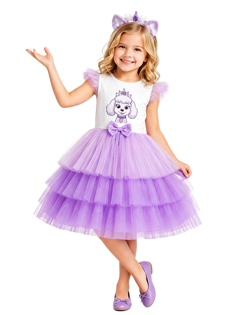 Girls Paw Patrol Costume Lavender Multi Tiered Tutu Dress Set