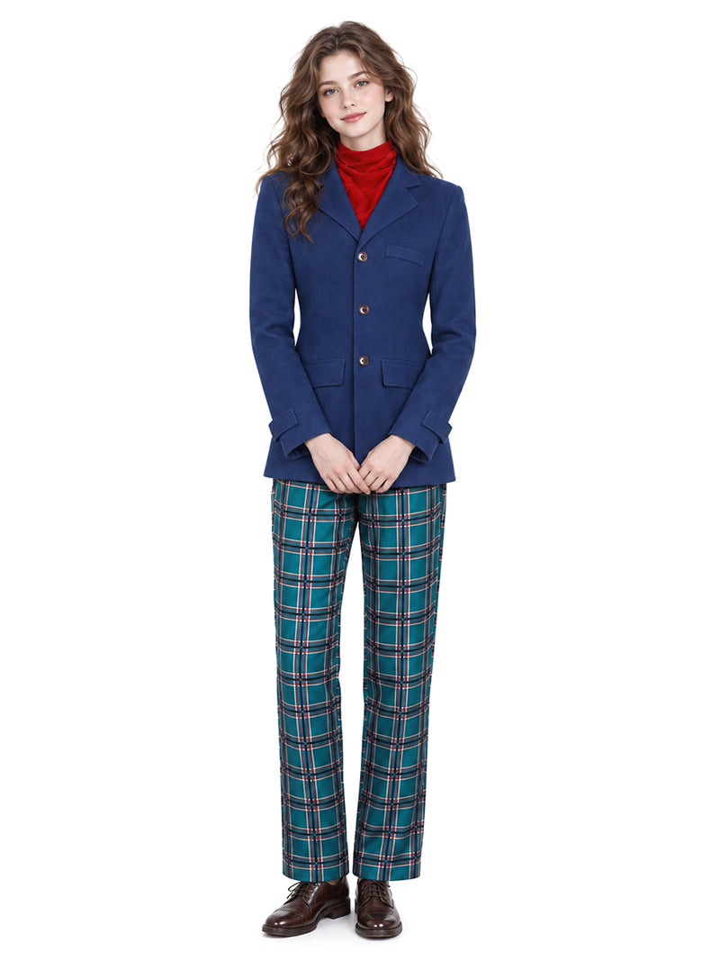 Wildwood Prue McKeel Costume Royal Blue Coat and Teal Plaid Pants with Red Scarf